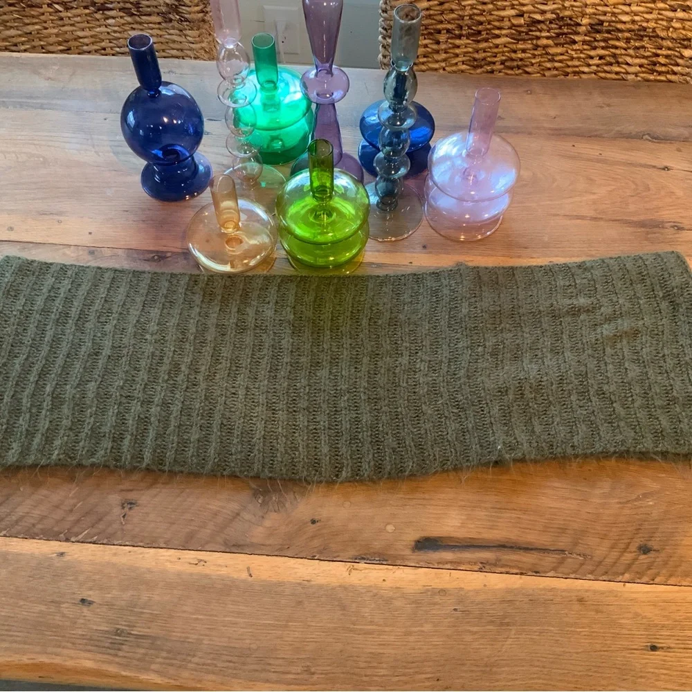 💯 Angora Olive Green Knit Infinity Scarf